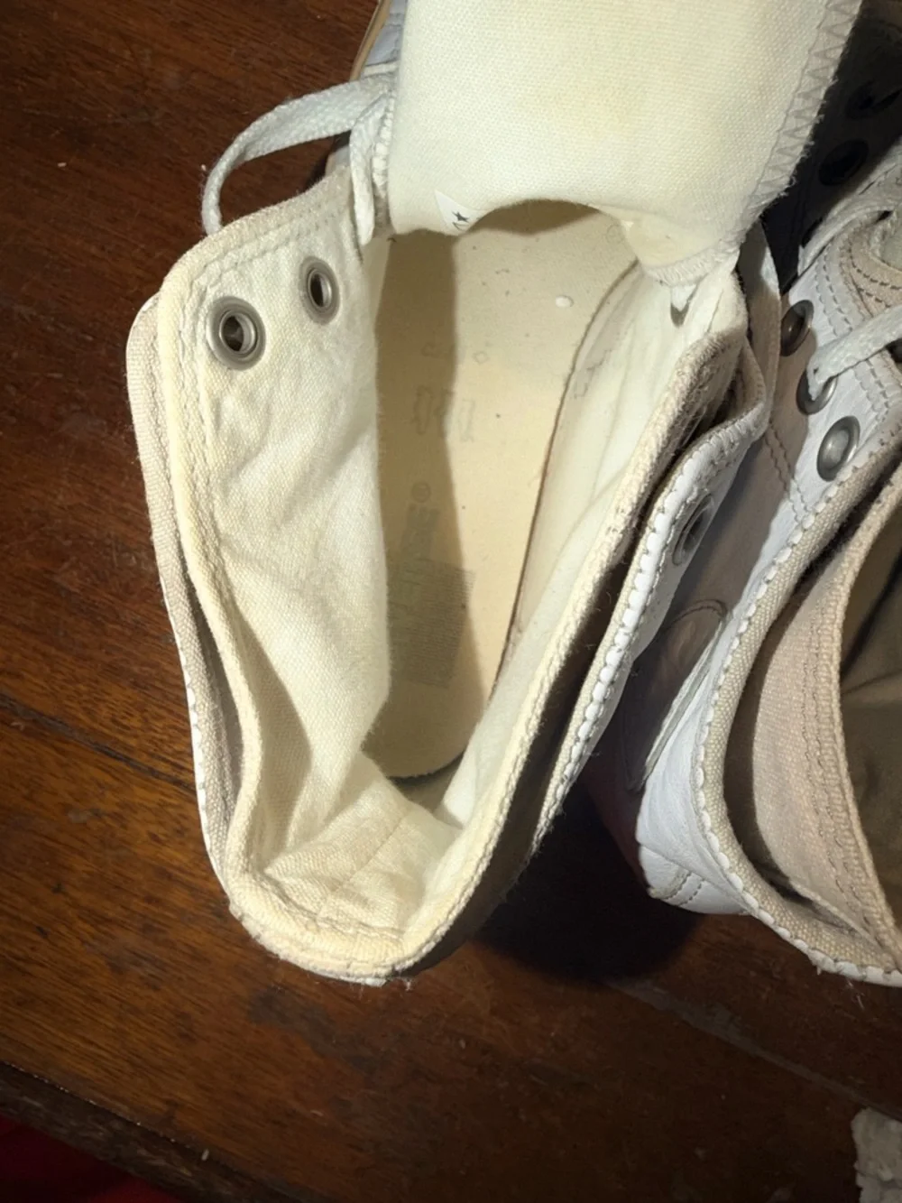 Classic High-Top Canvas Sneakers in White and Beige Men’s Size 9 - Picture 5 of 9